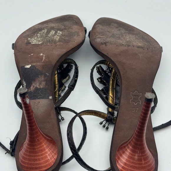 Vintage Rare Vero Cuoio shoes crystal peacock women’s heels size 37 - Picture 12 of 12